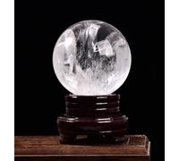 SBZIOJHDR Boule de Cristal, Ornement de guérison Reiki Collection spécimens + Base en Bois, décor Divination méditation Fengshui, 11 cm(4cm)