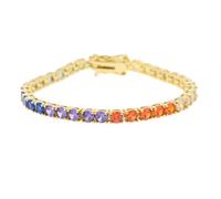SBZIOJHDR Bracelet en diamants Bracelets arc-en-ciel de 4 mm for femmes, plaqué or 18 carats, diamant culture laboratoire classique, bracelet tennis, coupe ronde, zircone cubique for