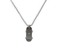 SBZIOJHDR collier, Collier croix en acier titane avec motif de Notre Père chrétien et inscription « Prière du Seigneur » for homme