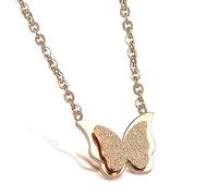 SBZIOJHDR collier, Collier en acier inoxydable avec pendentif en or rose série Butterfly Lady