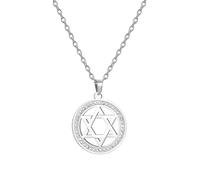 SBZIOJHDR collier, Collier Étoile de David Divine, bijou protection spirituelle, en acier inoxydable orné zirconiums étincelants(Silver)