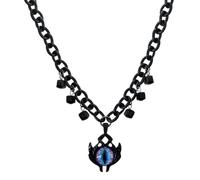 SBZIOJHDR collier, Collier gothique œil de démon en alliage, maléfique bleu, grosse chaîne noire avec breloques cubiques