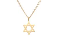 SBZIOJHDR collier, Collier Hexagramme Étoile de David en acier titane, symbole protection et culture juive, pendentif Sceau Salomon(Gold)