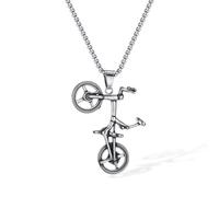 SBZIOJHDR collier, Collier pendentif vélo acrobatique BMX vintage en acier titane - Bijou streetwear industriel for homme