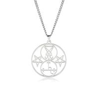SBZIOJHDR collier, Collier Sceau Gardien de Salomon Witchcore Enchantement, Amulette Pentagramme en Acier Inoxydable(Silver)