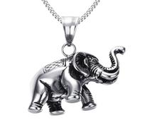 SBZIOJHDR collier, Éléphant apprivoisé sacré, dos en acier inoxydable 3D à motif vintage, gardien de la force et des bénédictions