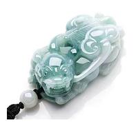 SBZIOJHDR collier en jadéite, Collier amulette ZhaoCaiPiXiu en jade vert sculpté à la main, pendentif for hommes et femmes(Pi Xiu)