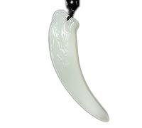 SBZIOJHDR collier en jadéite, Collier pendentif en obsidienne pure naturelle, amulette talismanique du bodhisattva zodiaque(Wolf Tooth)