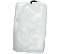 SBZIOJHDR collier en jadéite, Collier pendentif en obsidienne pure naturelle, amulette talismanique du bodhisattva zodiaque(Fly Dragon)