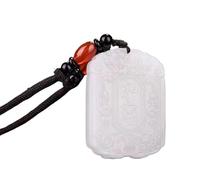 SBZIOJHDR collier en jadéite, Collier pendentif Ruyi en jade vert/blanc naturel, sculpté à la main, style chinois, for hommes et femmes(B 50 * 38 * 7mm)
