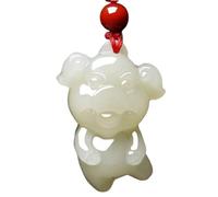 SBZIOJHDR collier en jadéite, Pendentif en jade blanc naturel, signe du zodiaque chinois, collier for homme, jadéite sculptée for femme(Pigs)