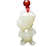 SBZIOJHDR collier en jadéite, Pendentif en jade blanc naturel, signe du zodiaque chinois, collier for homme, jadéite sculptée for femme(Dogs)