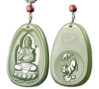 SBZIOJHDR collier en jadéite, Pendentif en jade du zodiaque chinois, amulette, statue de Bouddha Bodhisattva, saint patron, collier for hommes et femmes(Pigs)