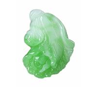 SBZIOJHDR collier en jadéite, Pendentif en jade naturel sculpté à la main, pendentif chou vert, collier porte-bonheur(A 58 * 43 * 15mm)