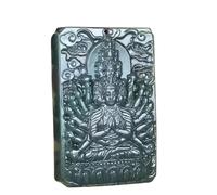 SBZIOJHDR collier en jadéite, Pendentifs en jade lotus sculptés à la main représentant Guanyin, for hommes et femmes. Colliers jadéite(D)