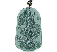 SBZIOJHDR collier en jadéite, Pendentifs en jade lotus sculptés à la main représentant Guanyin, for hommes et femmes. Colliers jadéite(A)