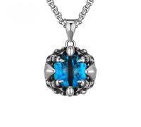 SBZIOJHDR collier, Ensemble collier et œil maléfique gothique punk en acier inoxydable, collection de bijoux rétro motards sombres(Blue Dragon Eye)