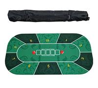 SBZIOJHDR Dessus de Table de Poker Pliant, Plateau de Casino Blackjack et Texas Hold'em, Disposition de Dessus de Table de Poker en Caoutchouc Portable for 10 Joueurs(Green)