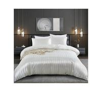 SBZIOJHDR Ensembles de Housses de Couette, Parure de lit 3 pièces Luxe Soyeuse en Satin texturé à Rayures for Double, Queen Size, King, Simple ou(Double 160x220cm)