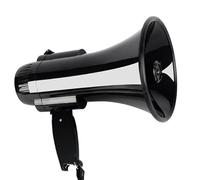 SBZIOJHDR mégaphone, Haut-Parleur mégaphone Bullhorn, Puissance 30 Watts, Microphone à Main, sirène intégrée, Alarme, contrôle du Volume et Sangle (Noir)