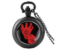 SBZIOJHDR Montre de Poche, Montre de Poche à Quartz Vintage Fullmetal Alchemist's Hand for Hommes et Femmes, Pendentif, Collier, Cadeau, Noir