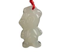 SBZIOJHDR pendentif en jade, Collier Feng Shui en jade, pendentif porte-bonheur du zodiaque chinois, animal mignon(Dog)