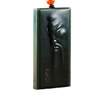 SBZIOJHDR pendentif en jade, Pendentif Guan Yu en jade naturel, bijou porte-bonheur, amulette de bon augure