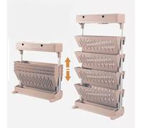 SBZIOJHDR Rangement pour Livres, Chariot de Rangement Pratique, Chariot Pliable Mobile avec roulettes, étagère à 5 Niveaux et latéral Bureau for dortoir, Salle Classe
