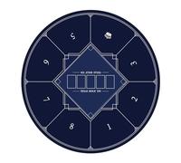 SBZIOJHDR Tapis de Poker Rond Portable for Texas Holdem, Plateau de Table de Poker Pliable for 8 Joueurs avec Tapis imprimé Art déco(Blue,S)