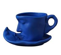 SBZIOJHDR Tasse à café, Ensemble de tasses et soucoupes à fleurs, styliste, en trois dimensions, faites la main, for le thé l'après-midi(Blue)