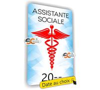 SC ® - Caducée Assistante Sociale - Date Personnalisable - Sticker/Autocollant - Type de Pose Vitrophanie* (se Colle sur Le Pare-Brise à l'intérieur du véhicule) - 2022/2023 / 2024