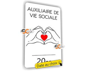 SC ® - Caducée Auxiliaire de Vie Sociale - Date Personnalisable - Sticker/Autocollant - Type de Pose Vitrophanie* (se Colle sur Le Pare-Brise à l'intérieur du véhicule) - 2023/2024