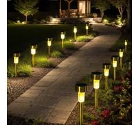 SC-Daily 12 Pack Solar Garden Lights Outdoor Stake - Warm White 3000K LED Pathway Lighting, IP65 Waterproof Ground Lights for Plant Pots/Driveways, 8H Auto Dusk-to-Dawn