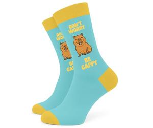 SC Products Chaussettes Capybara Don't Worry Be Cappy | Taille 37-40 Chaussettes amusantes en coton pour femme | Cadeaux de Noël positifs pour femme | Cadeaux de Noël animaux pour elle