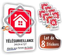 SC ® - Sticker/Autocollant - Alarme Télésurveillance - Vidéosurveillance - Fabrication Française (Lot de 8 Stickers)
