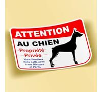 SC ® - Sticker/Autocollant " Attention au Chien " Chien Méchant - Je Monte la Garde -Fabrication Française (Largeur 12 cm/Hauteur 8 cm)