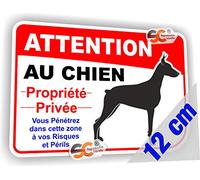 SC ® - Sticker/Autocollant " Attention au Chien " Chien Méchant - Monte la Garde -Fabrication Française (Largeur 12 cm/Hauteur 8 cm)