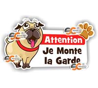 SC - Sticker Autocollant Attention Chien Méchant Humour - PVC - Résistant aux UV - Noir et Blanc