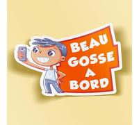SC ® - Sticker/Autocollant Beau Gosse à Bord - Modèle Garçon - Enfant/Bébé à bord - Fabrication Française (Version Garçon)