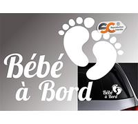 SC ® - Sticker/Autocollant Bébé à bord - Pied - Enfant/Bébé à bord - Fabrication Française (Couleur Blanc)