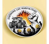 SC ® - Sticker/Autocollant - Bonnet Jaune " Soutenons Les Agriculteurs " Tracteur Révolte Agriculteur - Fabrication Française