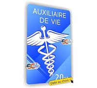 SC ® - Sticker/Autocollant - Caducée Auxiliaire de Vie - Date Personnalisable - Type de Pose Vitrophanie* (se Colle sur Le Pare-Brise à l'intérieur du véhicule) 2023-2024