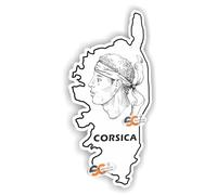 SC ® - Sticker/Autocollant - Carte Corse/Corsica - Modèle Visage - Fabrication Française (Hauteur 12 cm/Largeur 6 cm)
