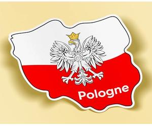 SC ® - Sticker/Autocollant - Carte Pologne 13 cm - Polonaise Polonais Map Drapeau - Modèle Unique & Original - Fabrication Française (Pologne)