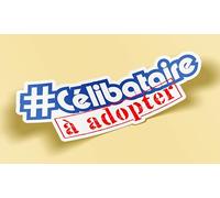 SC ® - Sticker/Autocollant - # Célibataire à adopter (Bleu) - idée cadeau originale - Fabrication Française