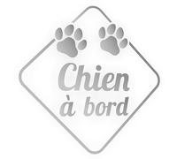 SC ® - Sticker/Autocollant - Chien à Bord - Contour découpé (sans Fond) - Fabrication Française (Argent (Silver))