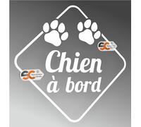 SC ® - Sticker/Autocollant - Chien à Bord - Contour découpé (sans Fond) - Fabrication Française (Blanc)