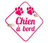 SC ® - Sticker/Autocollant - Chien à Bord - Contour découpé (sans Fond) - Fabrication Française (Fuchsia)