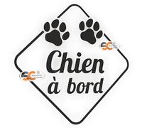 SC ® - Sticker/Autocollant - Chien à Bord - Contour découpé (sans Fond) - Fabrication Française (Noir)