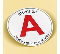 SC ® - Sticker/Autocollant - Disque A Humour " Attention Danger Public en Formation " Jeune Permis - Jeune Conducteur - idée Cadeau originale - Fabrication Française (Modèle 14)